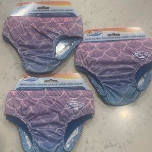 Girls mermaid Reusable Swim Diapers Lot of 3
